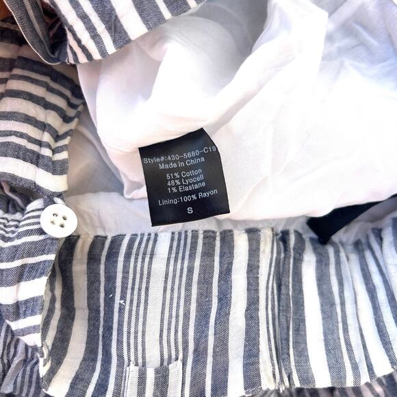 Jenni Kayne Summer Dress Midi Ink Striped Blue White Cotton Small Strappy - Picture 7 of 8